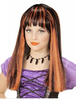 Perruque Sorci&egrave;re Noire et Orange - Enfant