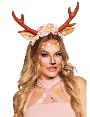 Boland 04276 Serre-t&ecirc;te Renne avec Oreilles et Fleurs Marron/Rose