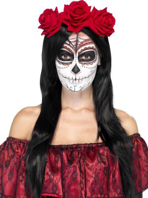 Smiffys Bandeau jour des morts, avec des roses rouges