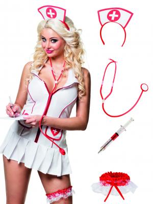 Boland set d'infirmerie polystyr&egrave;ne/polypropyl&egrave;ne rouge/blanc 4 pi&egrave;ces