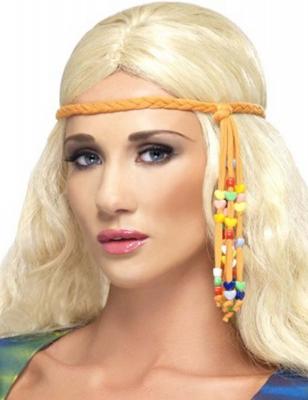 Smiffys Bandeau &agrave; perles hippie des ann&eacute;es 60, marron