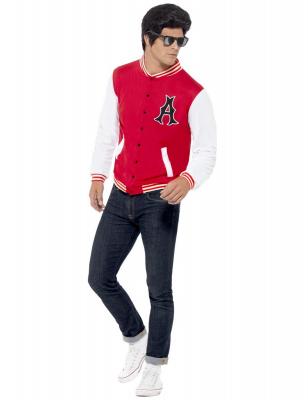 Smiffys Veste Letterman Universitaire des ann&eacute;es 49 taille L, Rouge