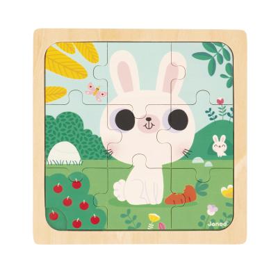 Janod - Puzzle Lapin Blanc - 9 pi&egrave;ces en bois