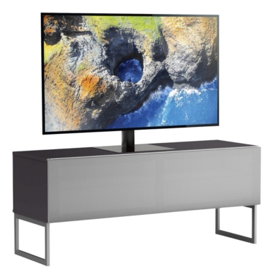 Meuble tv tissu acoustique et m&eacute;lamin&eacute; gris venezia 120 cm
