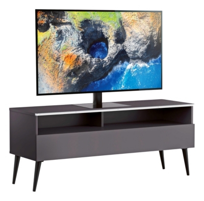 Meuble tv 1 porte 2 niches m&eacute;lamin&eacute; gris halmstad 120 cm