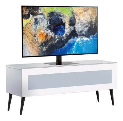 Meuble tv verre infrarouge et m&eacute;lamin&eacute; blanc goteborg 120 cm
