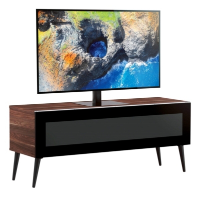 Meuble tv verre infrarouge et bois fonc&eacute; linkoping 120 cm