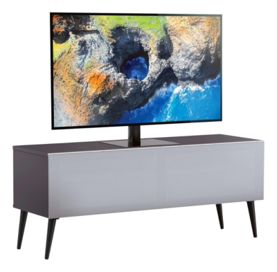 Meuble tv tissu acoustique et m&eacute;lamin&eacute; gris helsinborg 120 cm