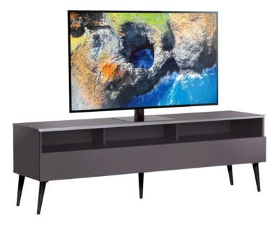 Meuble tv 1 porte 3 niches m&eacute;lamin&eacute; gris halmstad 160 cm
