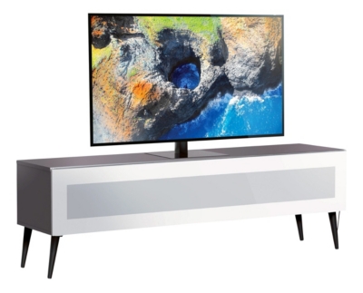 Meuble tv verre infrarouge et m&eacute;lamin&eacute; gris malmo 160 cm