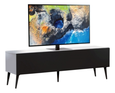 Meuble tv tissu acoustique noir et m&eacute;lamin&eacute; blanc orebro 160 cm