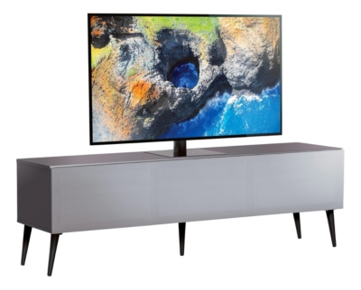 Meuble tv tissu acoustique et m&eacute;lamin&eacute; gris helsinborg 160 cm