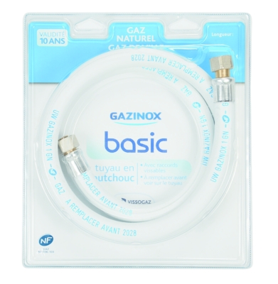 Tuyau caoutchouc gaz naturel, garantie 10 ans, H.200 cm - Gazinox