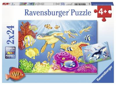 Puzzle 24 Pi&egrave;ces : 2 Puzzles - Monde Sous-marin Color&eacute;, Ravensburger