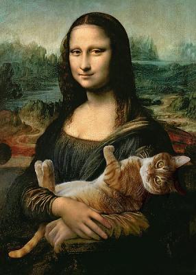 Puzzles Mona Lisa and purring Kitty (500)