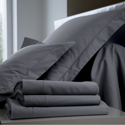 Housse de couette Percale Easy BLANC DES VOSGES 200 x 200 cm Acier