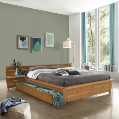 Lit complet Th&eacute;o - Pin Massif &eacute;co responsable 160 x 200 cm Miel