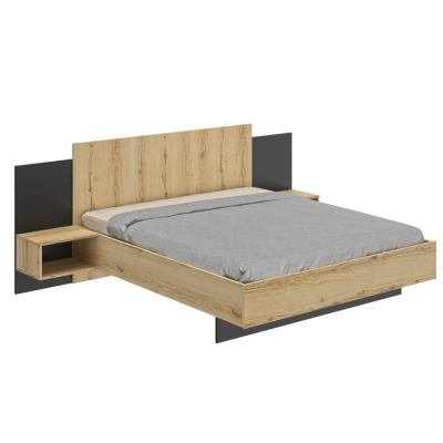 Lit double chevets lambris mimizan, made in france - 160x200 cm