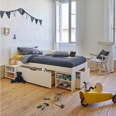 Lit Enfant Tara - Bois Massif 90 x 200 cm Blanc