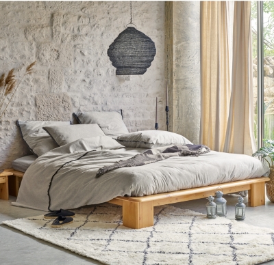 Lit Timo&eacute; - Pin Massif 140 x 190 cm Miel