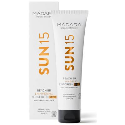 M&aacute;dara SUN15 Beach BB Cr&egrave;me Solaire Brillante Corps et Mains SPF 15
