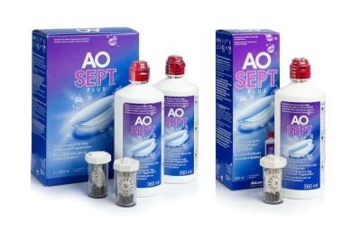 Aosept Plus Solution d'entretien pour lentilles, Emballage double, 2 x 360 ml