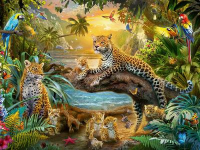 Puzzle 1500 pi&egrave;ces : L&eacute;opards dans la jungle 