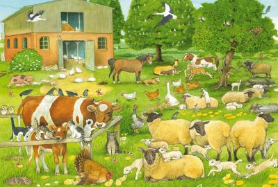 Puzzle - - Familles d'animaux a la ferme - 100 pieces - Des 6 ans