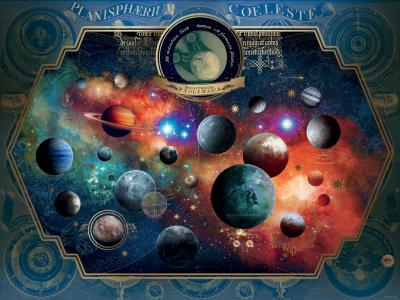 Heye Puzzle adulte Map Art Space World - 1500 pi&egrave;ces