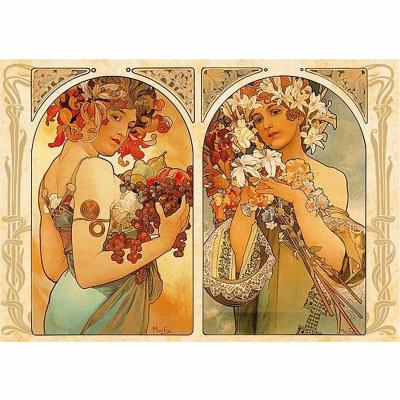 Puzzle 1000 Pi&egrave;ces : Mucha Alphonse - Fruit et Fleur, DToys