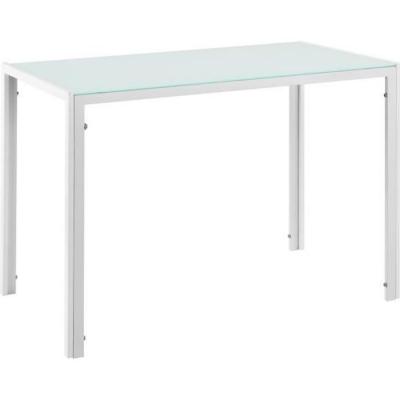 Table de Salle &agrave; Manger Enschede verre acier 105 x 60 x 75 cm Blanc [en.casa]
