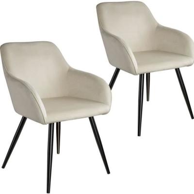 TecTake 2 Chaises MARILYN Design en Velours Style Scandinave - cr&egrave;me/noir