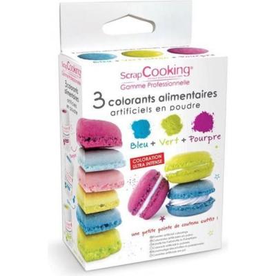 Colorants Alimentaires (Artificiel) Bleu Vert Pourpre - Scrapcooking