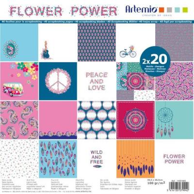 Bloc papier 30x30cm flower power 40 feuilles - art&eacute;mio