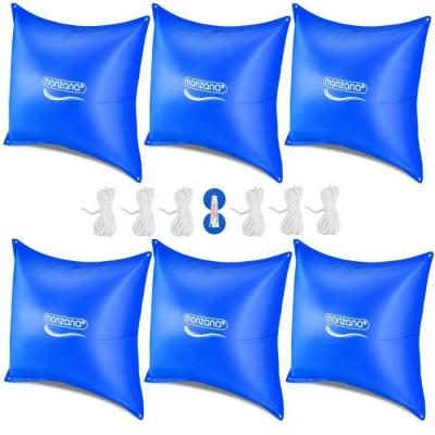 6x Coussin de piscine bleu 120x120cm pour hivernage -20&deg;C