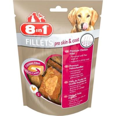Friandises 8in1 Fillets Pro Skin & Coat, poulet S - lot % : 3 x 80 g