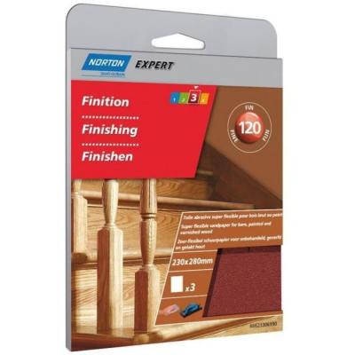 Norton Lot de 3 Feuilles 230 x 280 mm super flexible Grain 120