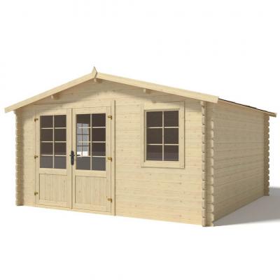 Abri de jardin en bois - 16m2 - 4x4m - Ep. 40mm - Couleur: naturel