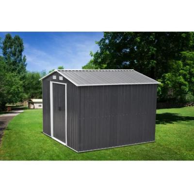 Abri de jardin m&eacute;tal en acier galvanis&eacute; gris 6,6 m&sup2; - MANSO
