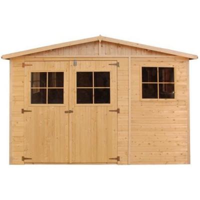 Abri de jardin en bois 12 m&sup2; TIMBELA - Pin / &eacute;pic&eacute;a - Ep.17mm - Plancher inclus -  M336