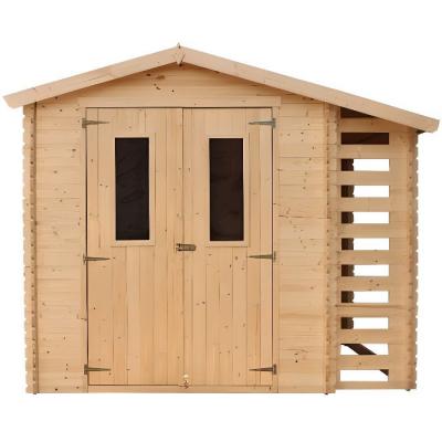 Abri de jardin en bois et range b&ucirc;ches 4.47 m2 - avec sol trait&eacute; - Timbela M386C+M386G M386C+M386G