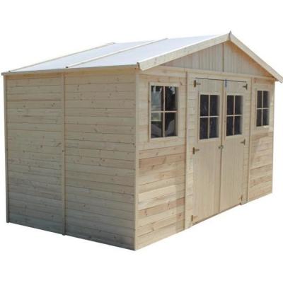 TIMBELA M332+M332G Abri de jardin en bois H246x418x220 cm/8 m&sup2; - PLUS LES PLANCHERS IMPR&Eacute;GN&Eacute;