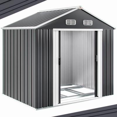 Abri de jardin en m&eacute;tal gris 260x205x18cm