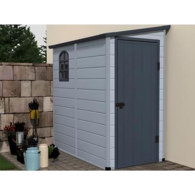 Abri de jardin en r&eacute;sine adoss&eacute; gris anthracite ALBERTO - 2,12m&sup2;