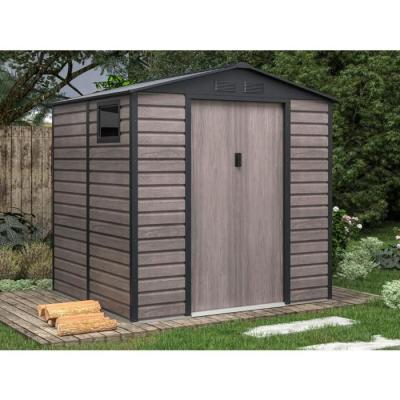 Abri de jardin en acier galvanis&eacute; effet bois ADELMO - gris - 4,15 m&sup2;