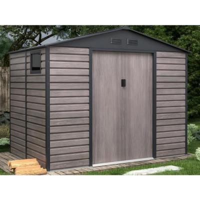 Abri de jardin en acier galvanis&eacute; effet bois ADELMO - gris - 5,40 m&sup2;