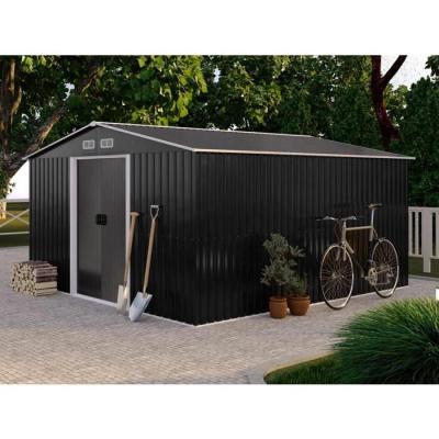 Abri de jardin m&eacute;tal en acier galvanis&eacute; gris 12,5 m&sup2; - MANSO