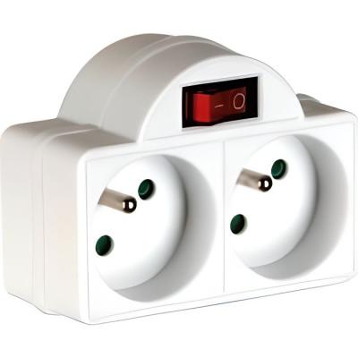 Perel EB2SW Adaptateur Interrupteur-2 Prises, Multicolore