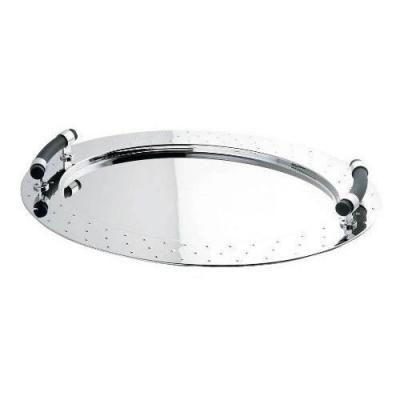 Plateau En Acier Inoxydable Alessi-Oval 18/10 Avec Poign&eacute;es Pa, Noir