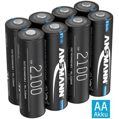 Piles rechargeables NiMH aa 2100 mAh 1,2V (lot de 8) - Ansmann